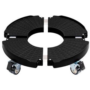 Black Adjustable Plant Pot Trolley Caddy, 440lbs, 15-21in Indoor/Outdoor